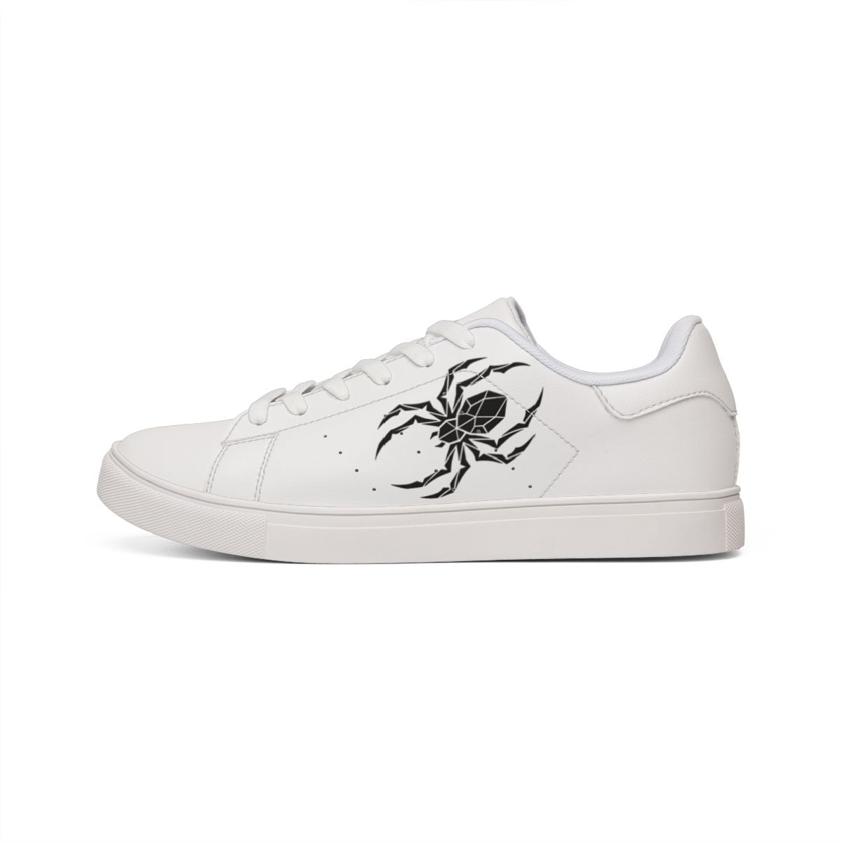 Spider Sneakers — White & Black Low-Top with Spider Graphic