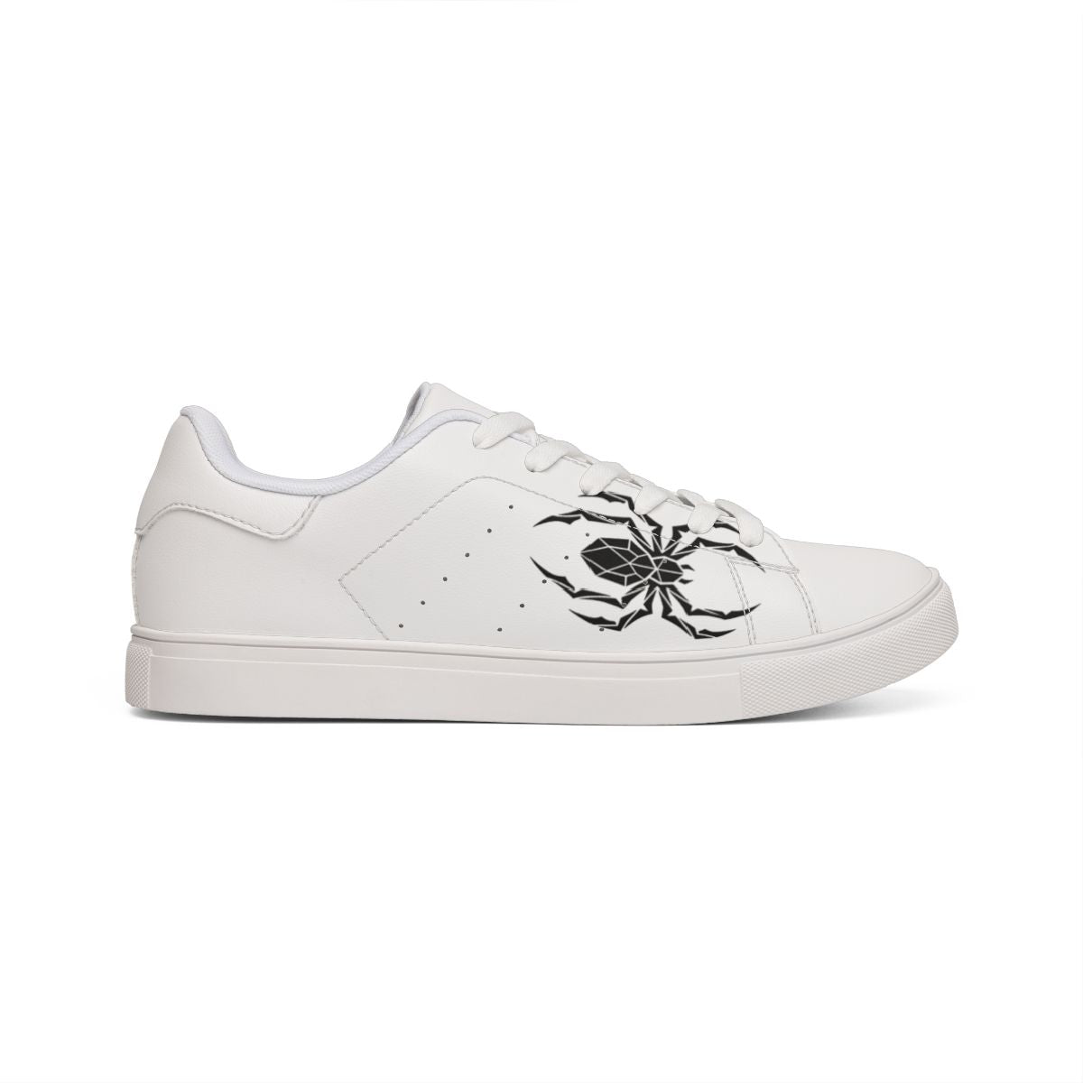 Spider Sneakers — White & Black Low-Top with Spider Graphic
