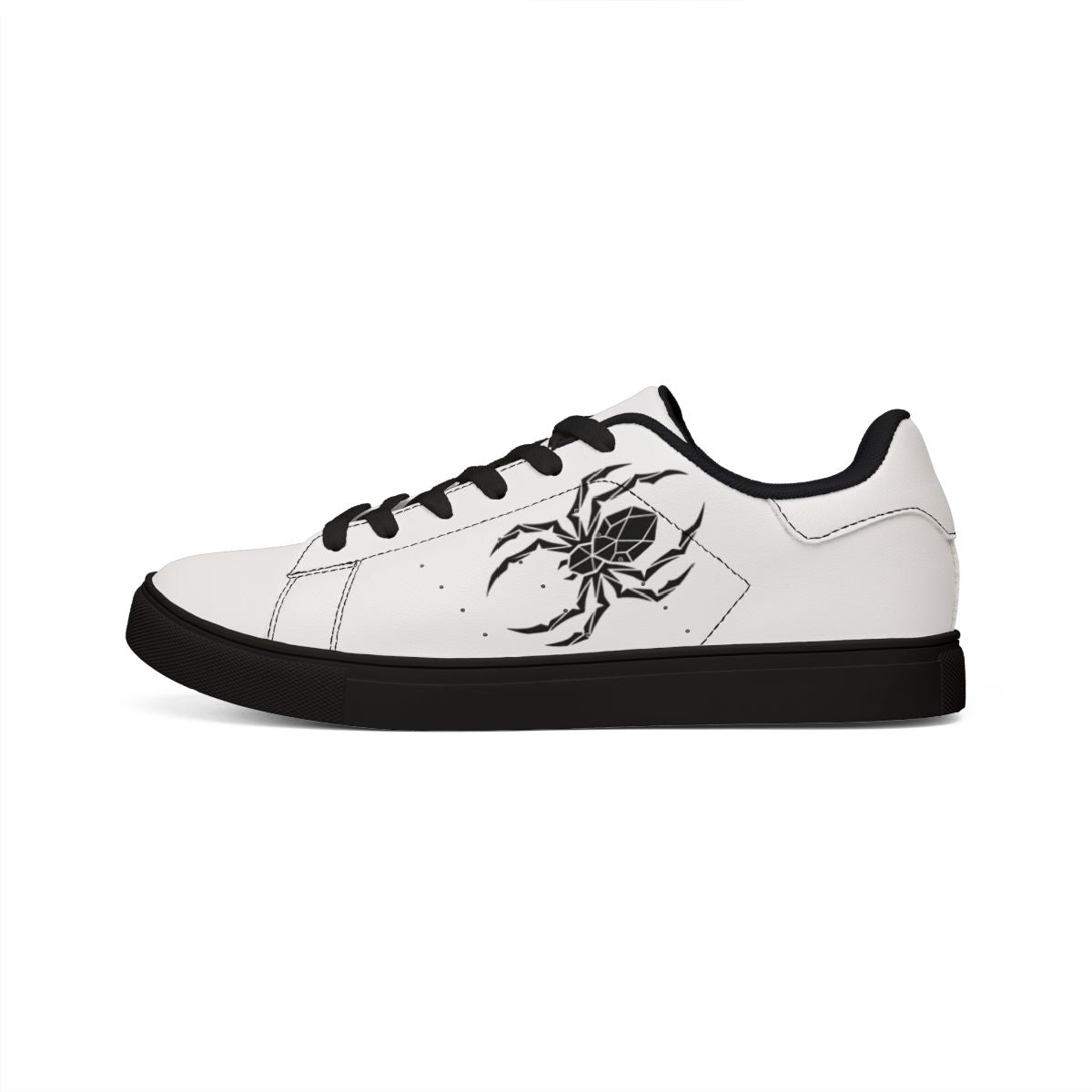 Spider Sneakers — White & Black Low-Top with Spider Graphic