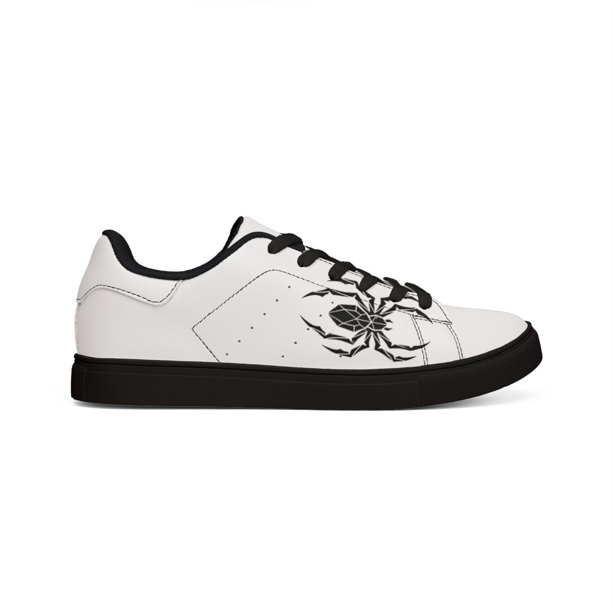 Spider Sneakers — White & Black Low-Top with Spider Graphic